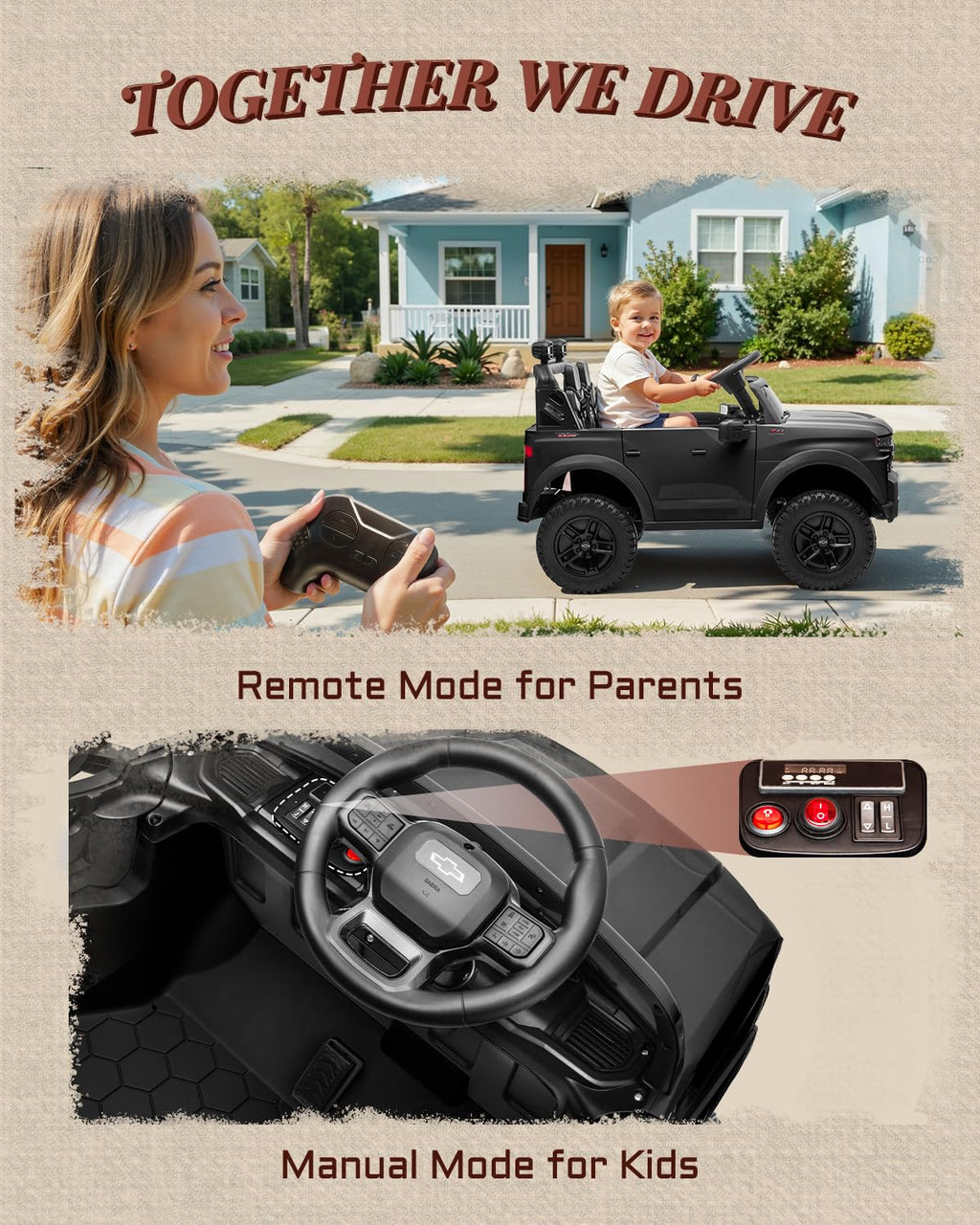 24V 2 Seater Electric Ride on Truck with Remote Control and Seat Belts (Black) S21386