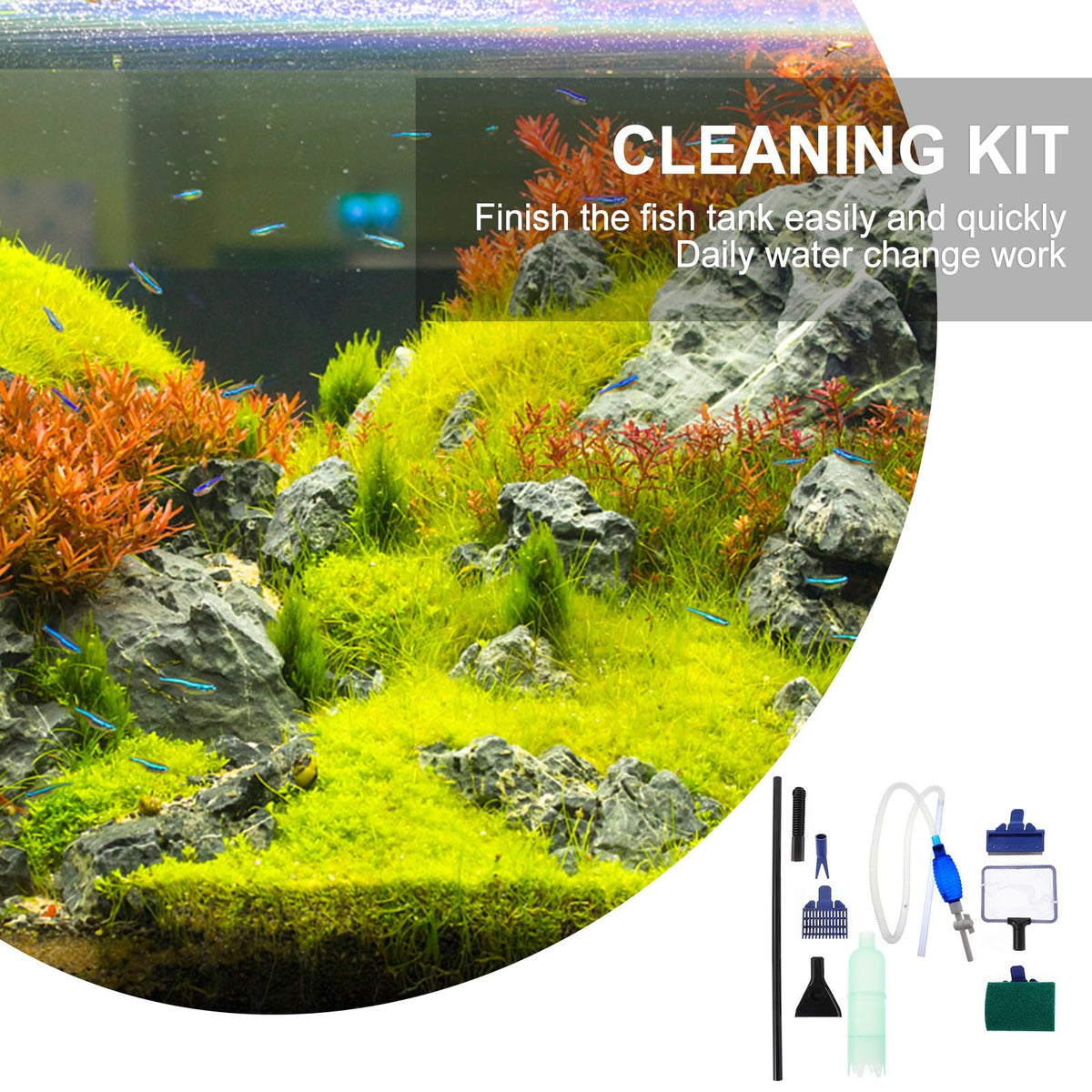 Fish Tank Water Changer Tool with Cleaning Brush Set Q966299