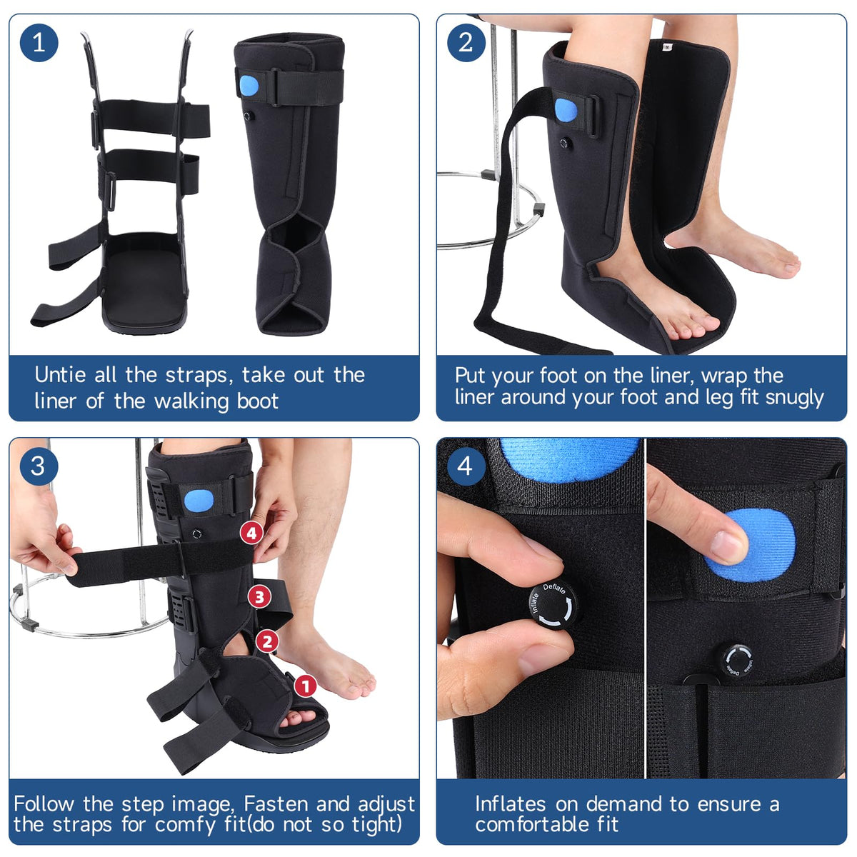 Black Small Tall Inflatable Walking Boot X84312