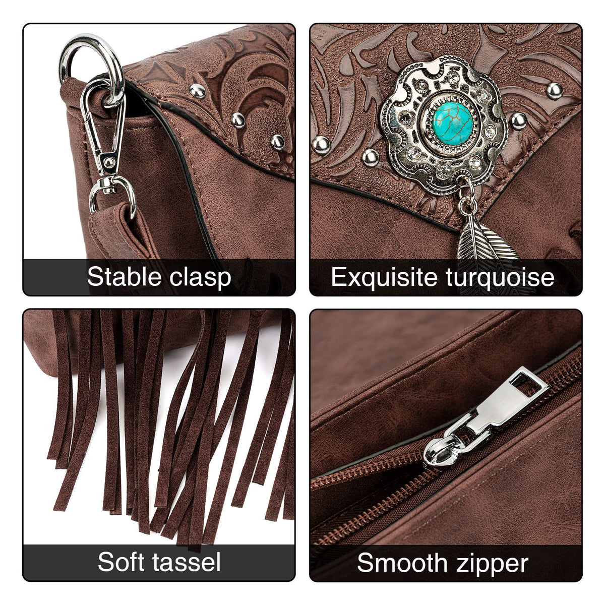 Small Turquoise Fringe Crossbody Handbag J36646