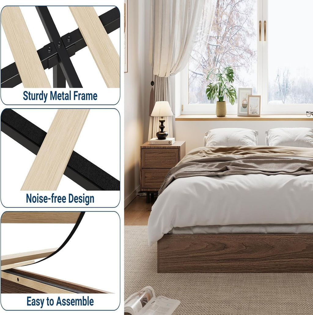 Wooden California King Size Platform Bed Frame U658
