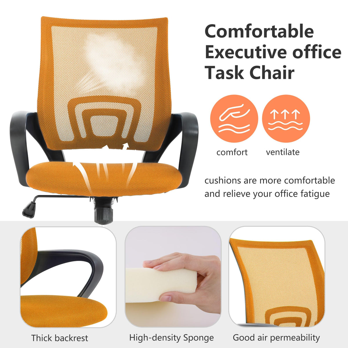 Orange Mesh Ergonomic Office Chair with Lumbar Support Q9179