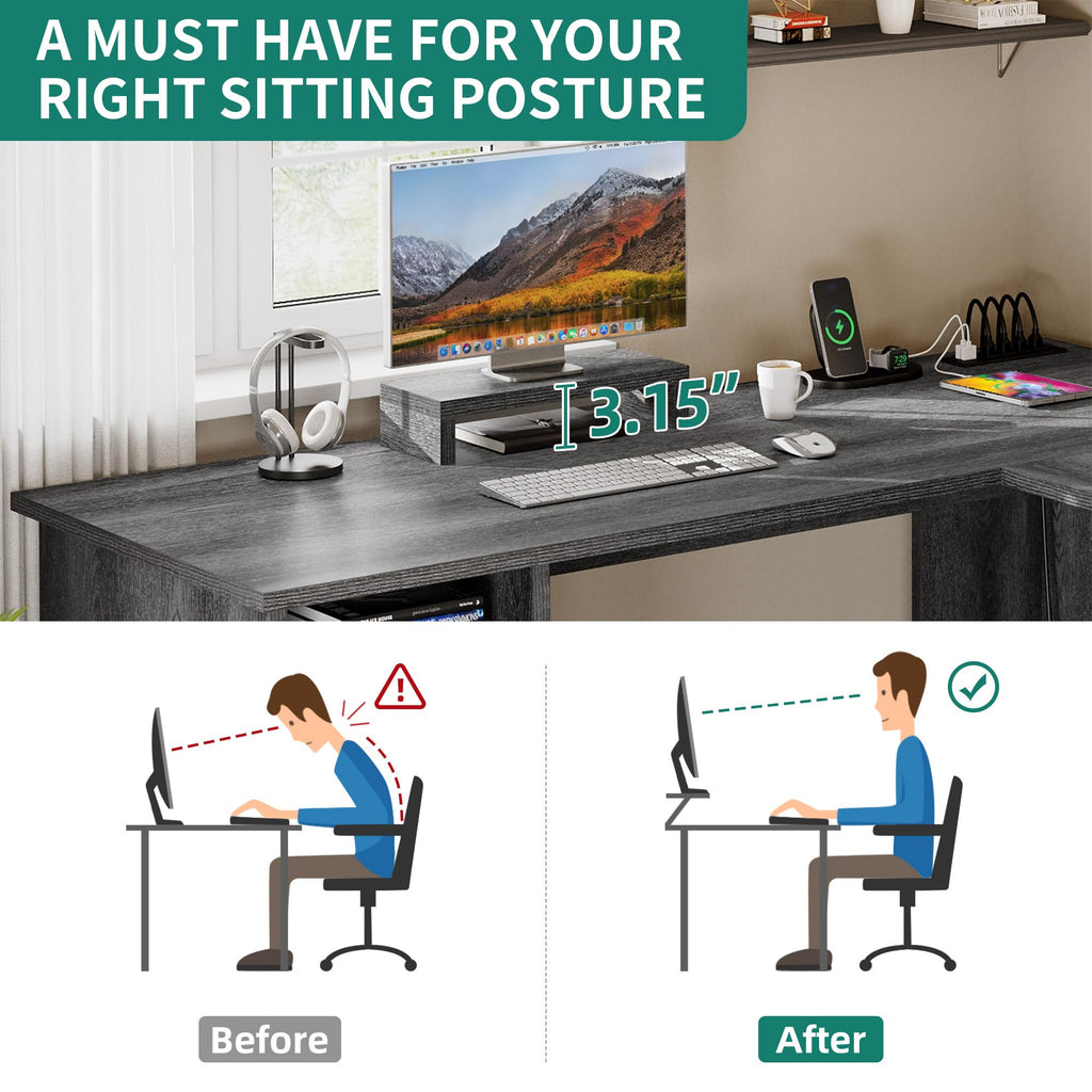 L Shaped Desk with Power Outlets W26916
