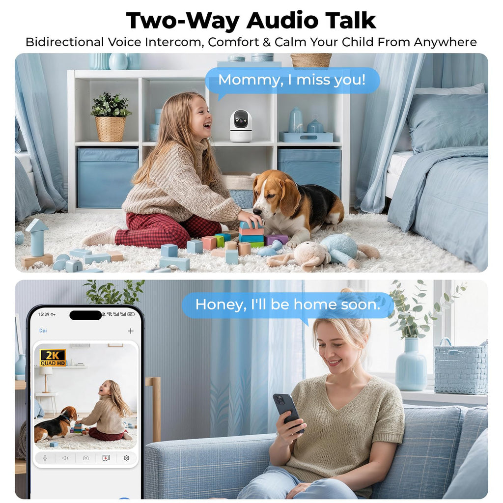 Indoor Camera 5G&2.4G WiFi 360° Pan/Tilt 2-Pack V48272