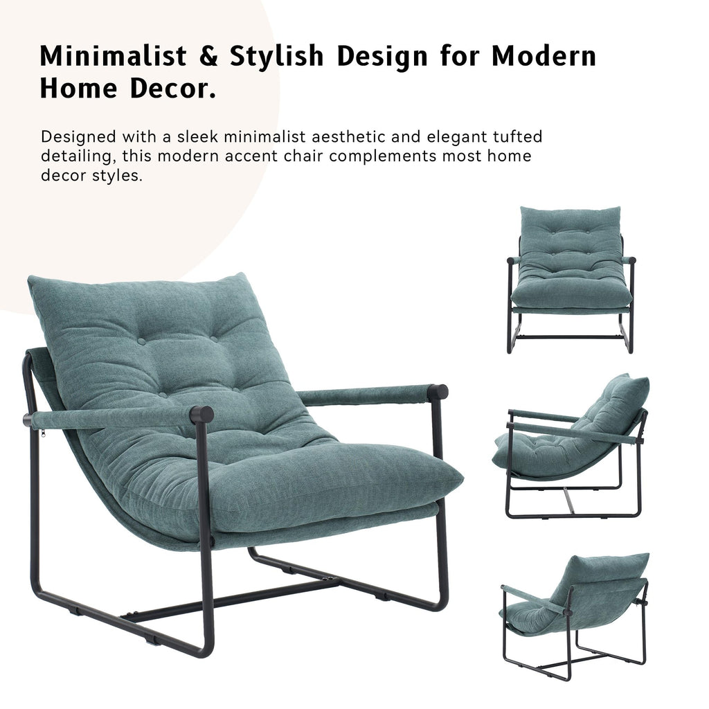Green Set of 2 Upholstered Accent Chair with Metal Frame V7012