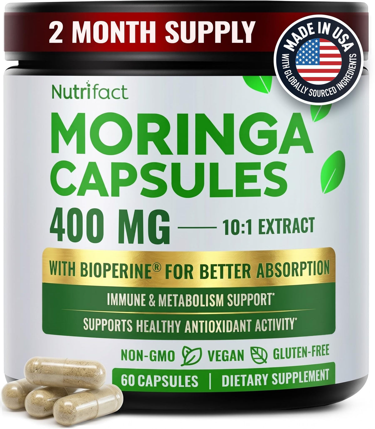 Moringa Capsules with Vitamin C, Zinc & L-Lysine X3372