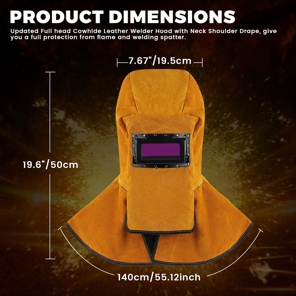 Leather Welding Hood with Auto Darkening Filter Lens V464