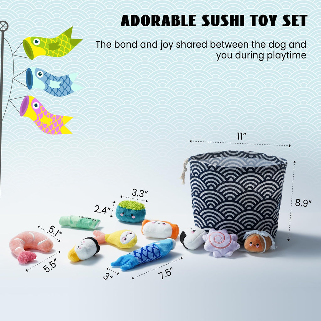 10 PC Squeaky Plush Dog Toys with Bag H8408