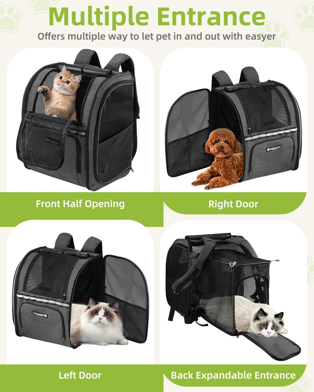Expandable Breathable Mesh Cat Dog Carrier Backpack X689631