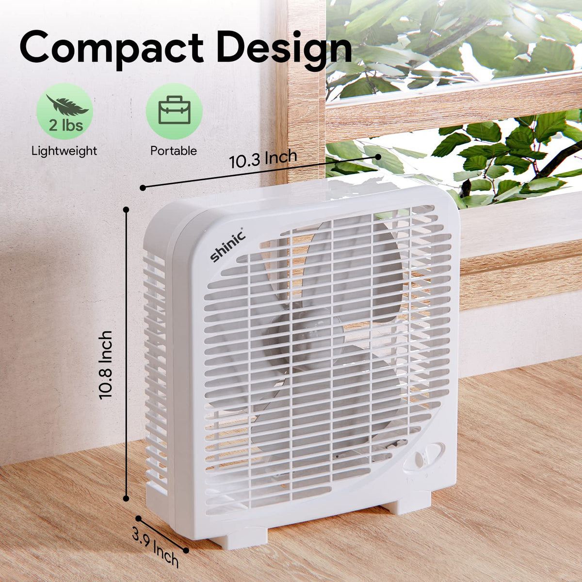 2 Packs 10" Tabletop Box Fan, 2 Speeds, White P650