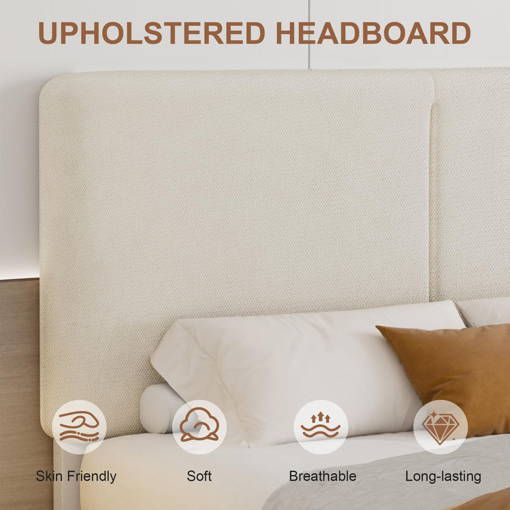 Queen Size Upholstered Platform Bed Frame with Headboard L630