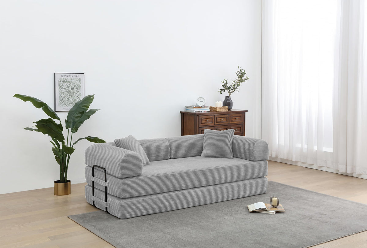 Light Gray Convertible Sleeper Sofa V472