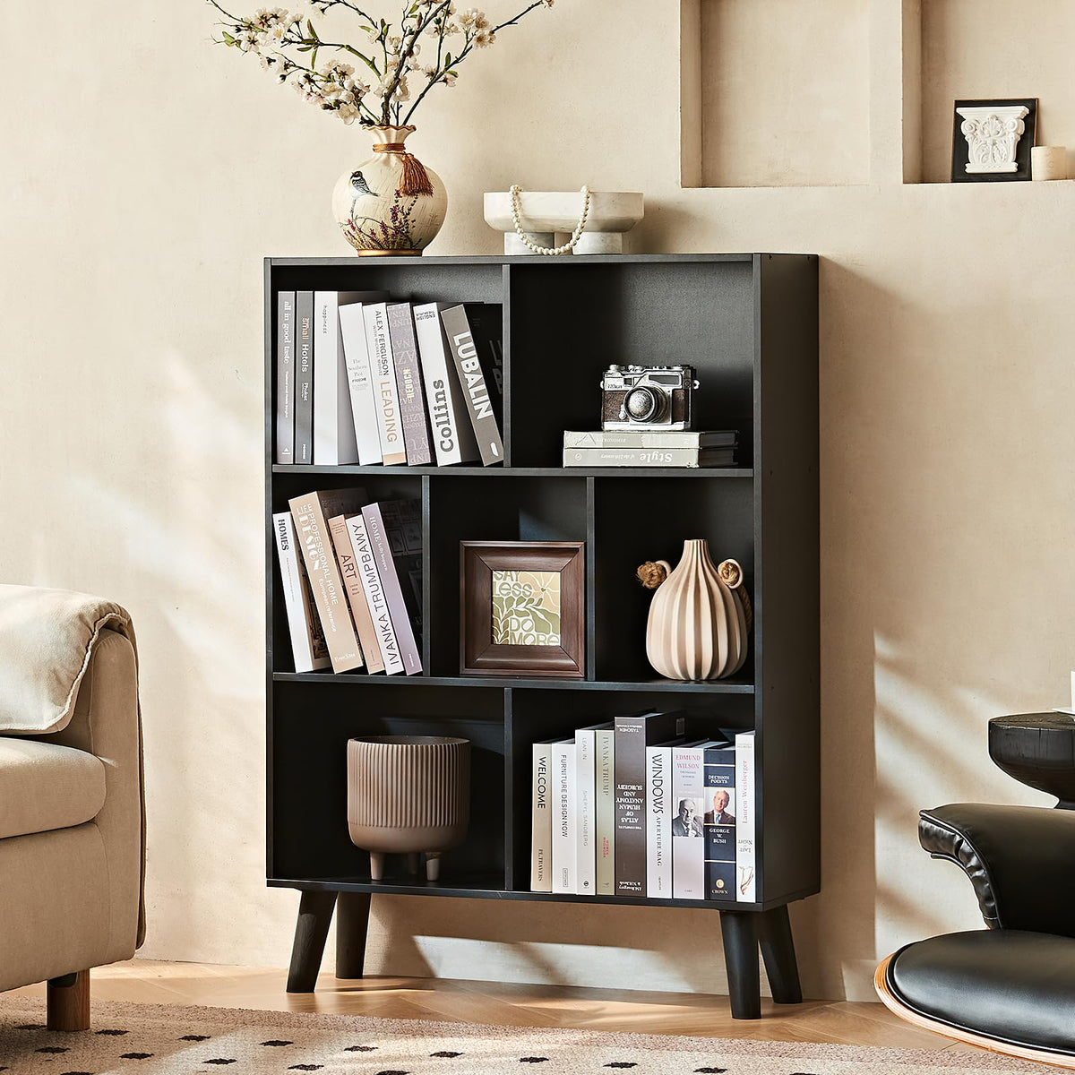 Black Cube Bookshelf with Legs A63826