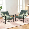 Green Set of 2 Upholstered Accent Chair with Metal Frame V7012