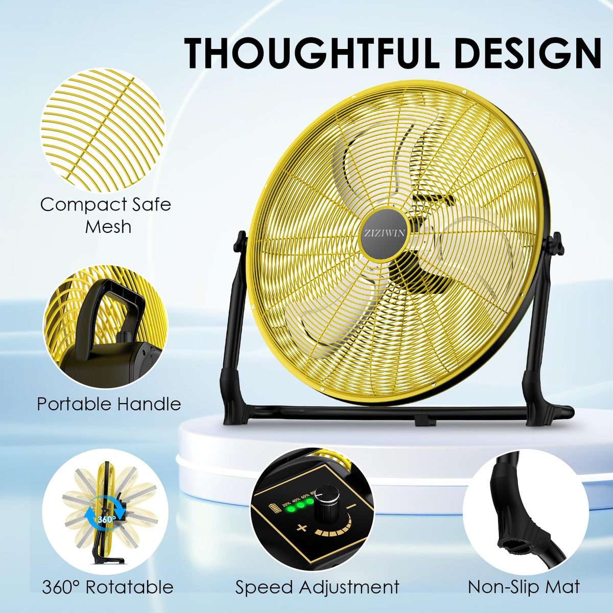 20" Rechargeable Portable Battery Operated Floor Fan S484