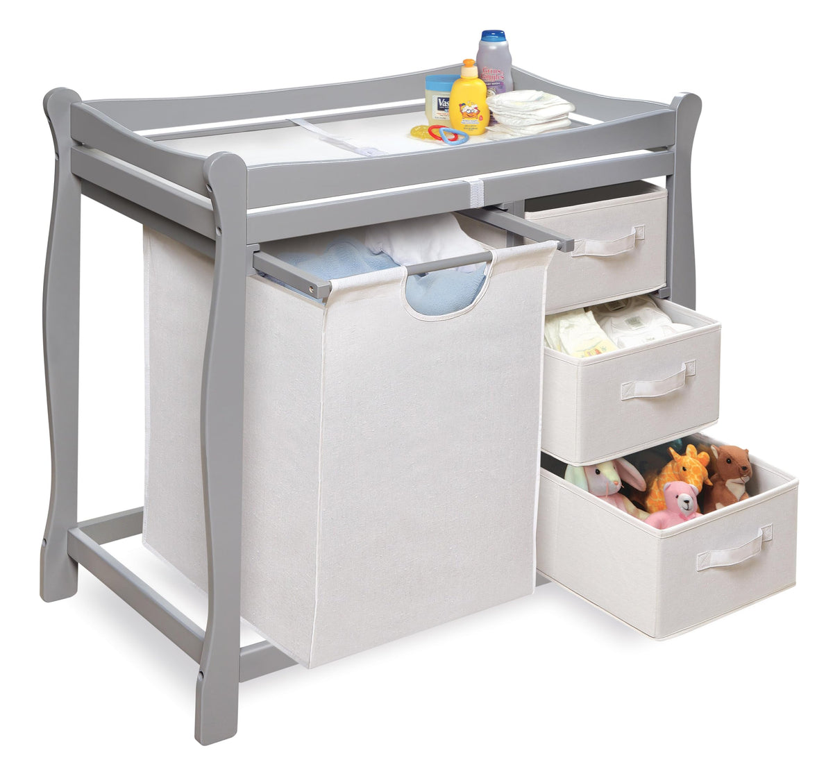 Gray Baby Changing Table with 3 Storage Baskets K867228