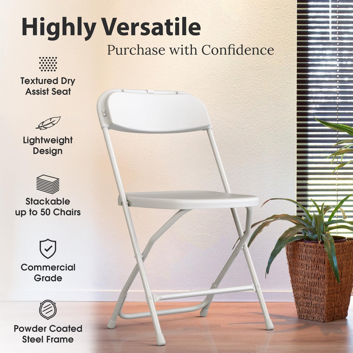 White Foldable Plastic Chair 9 Pack I2674