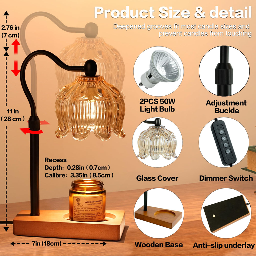 Adjustable Dimmable Candle Warmer Lamp with Timer K7645