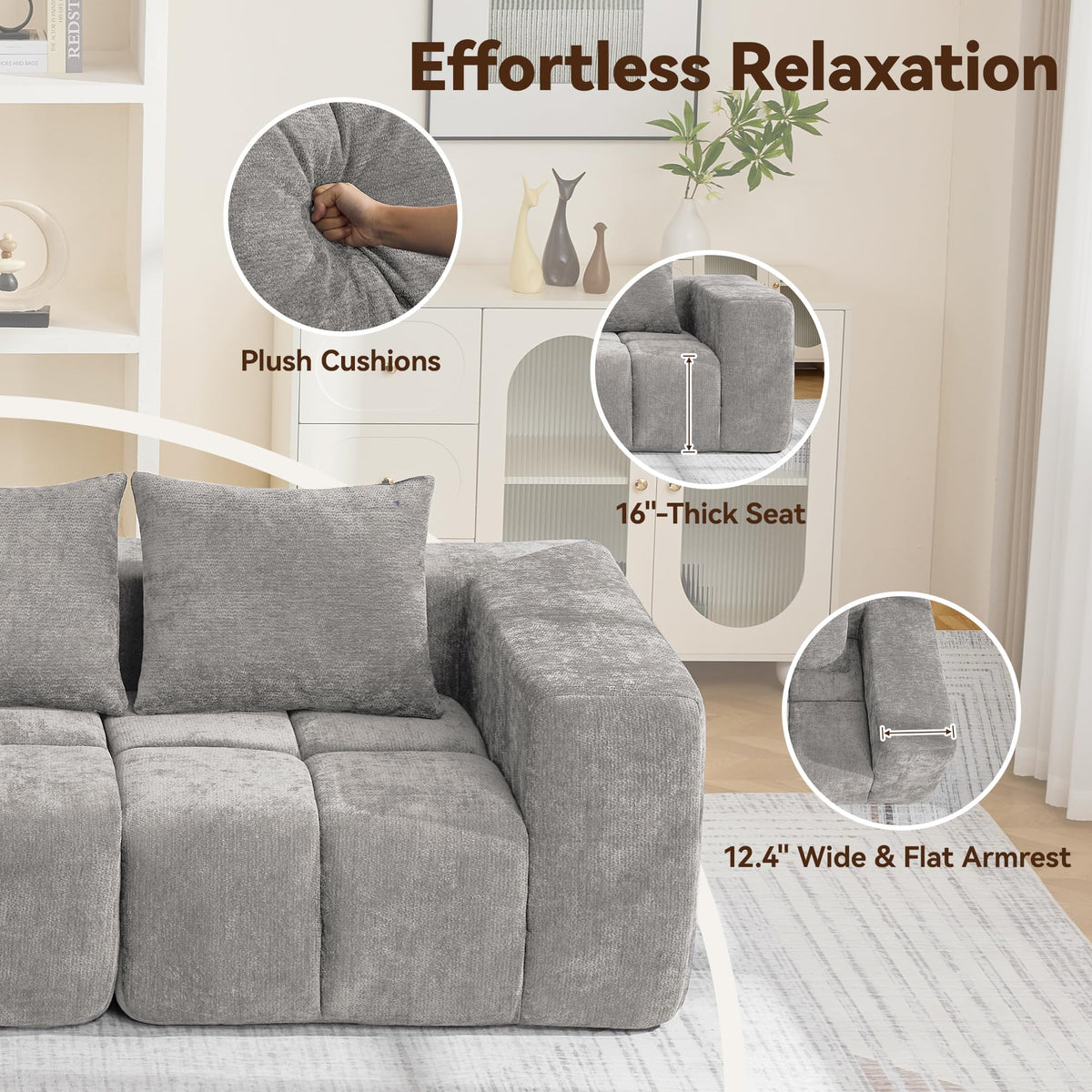 Light Grey Oversized Tufted Memory Foam Loveseat T211