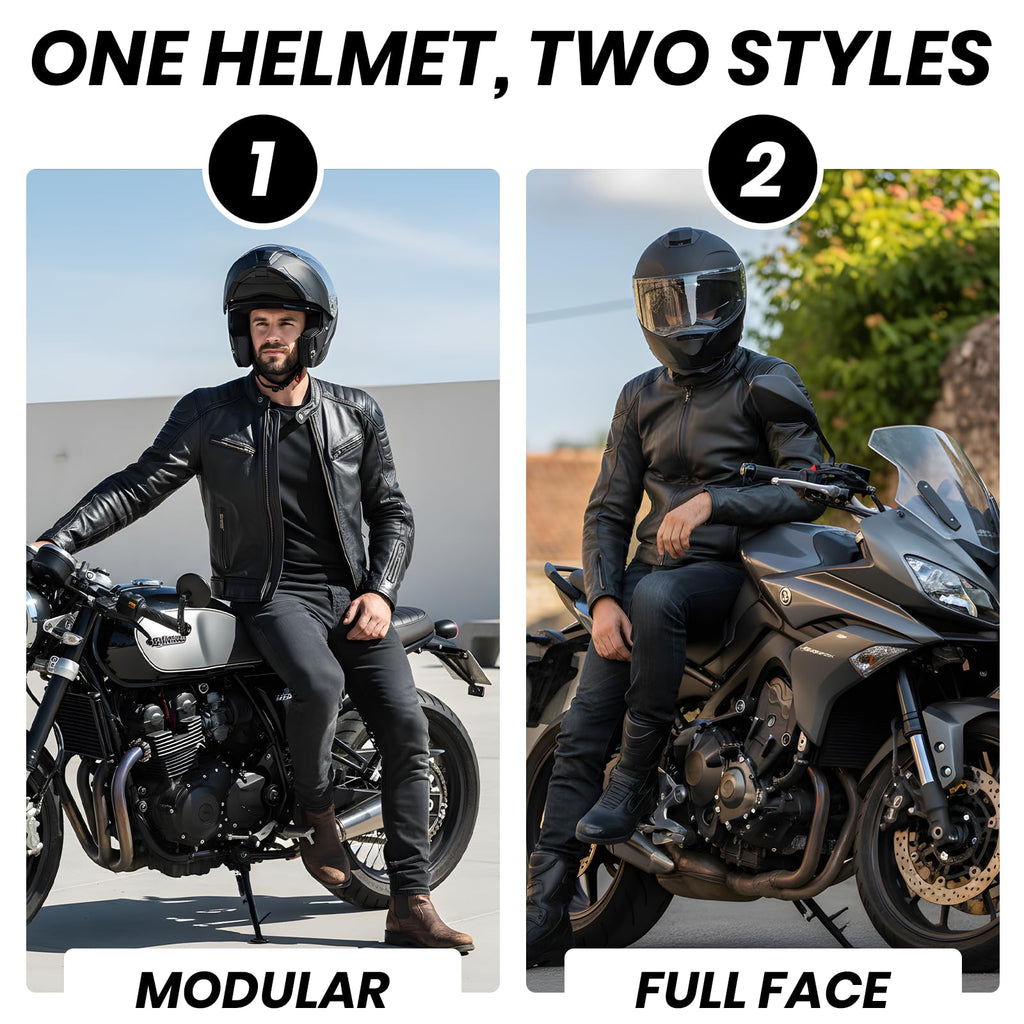 Modular Flip Up Motorcycle Helmet with Dual Visor B6627