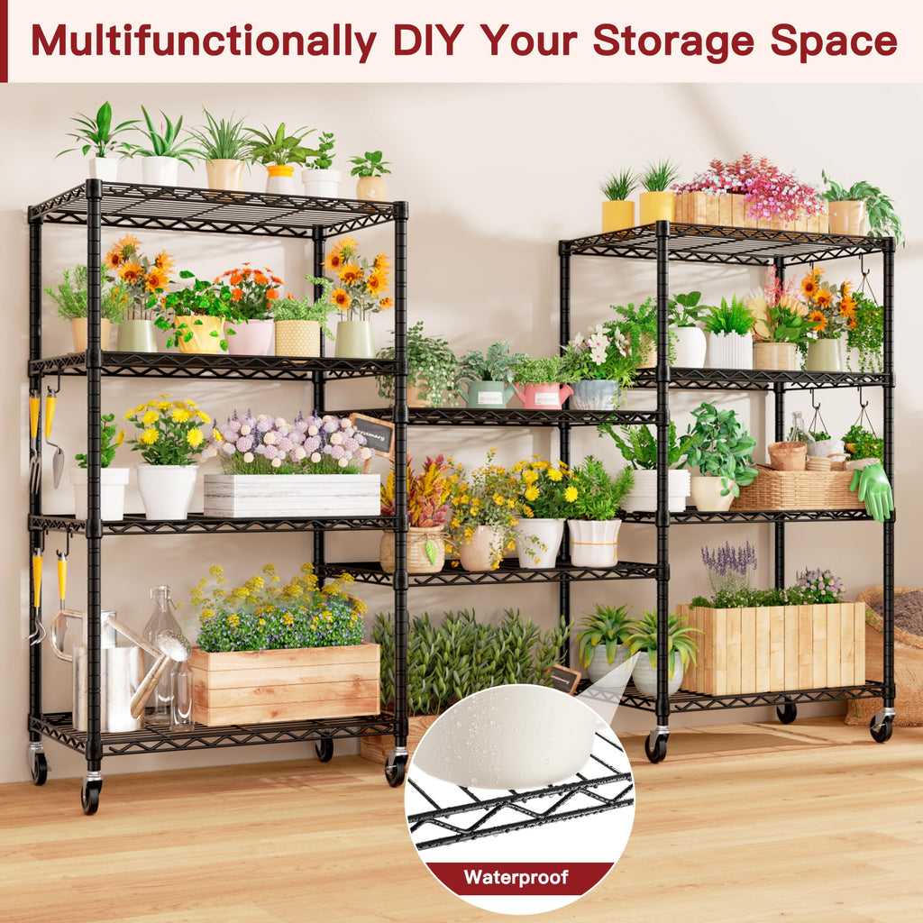 Wire Storage Rack with Wheels Metal Shelving M92237