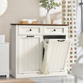 Double Laundry Hamper Cabinet with 2 Drawer R165