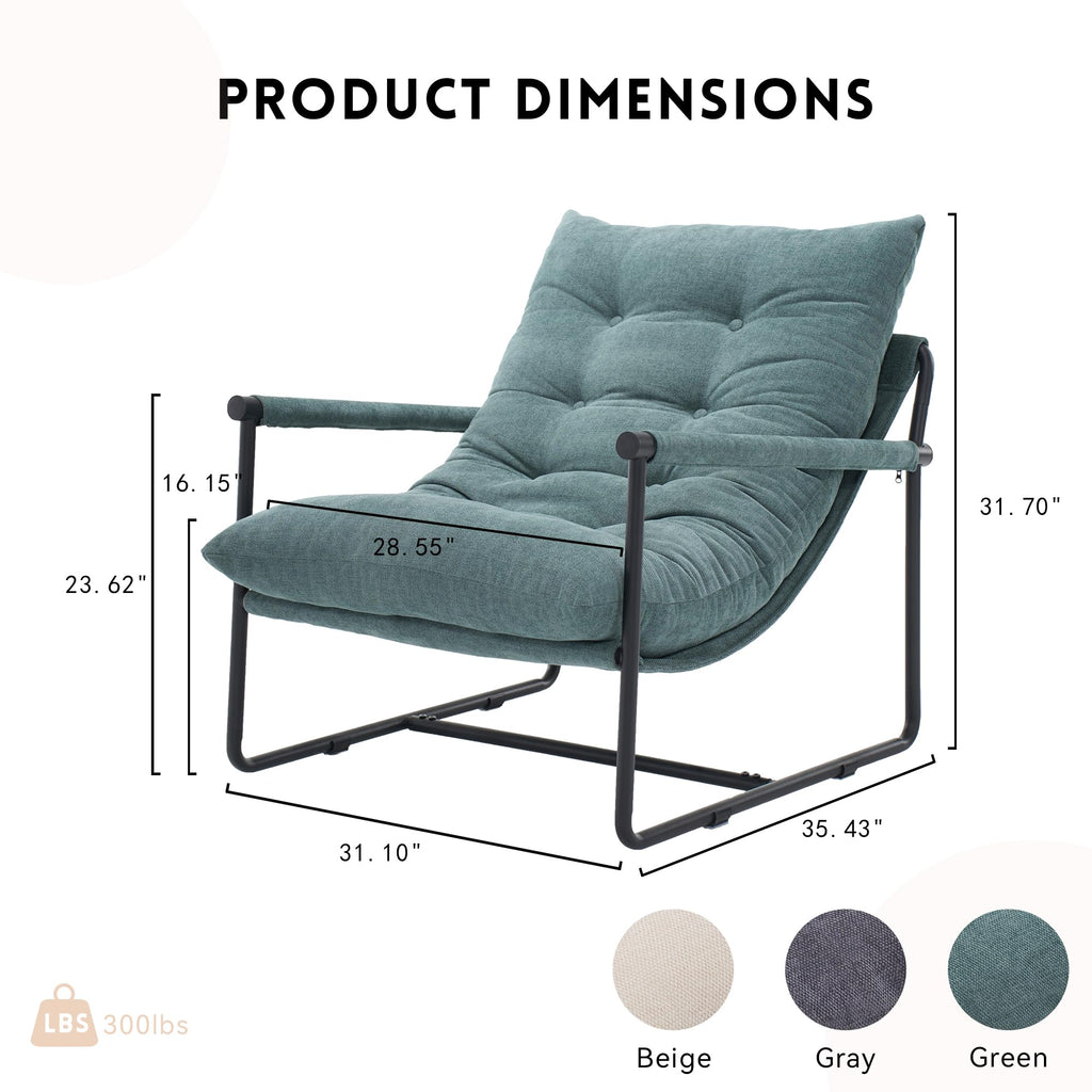 Green Set of 2 Upholstered Accent Chair with Metal Frame V7012