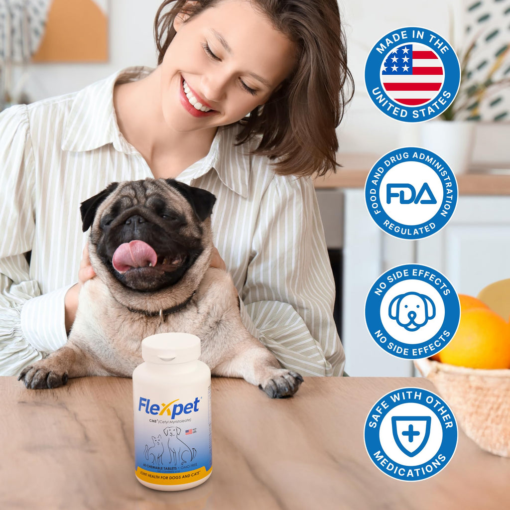 Hip & Joint Supplement for Dogs & Cats with Glucosamine, Collagen, MSM - 60 Tablets A388631