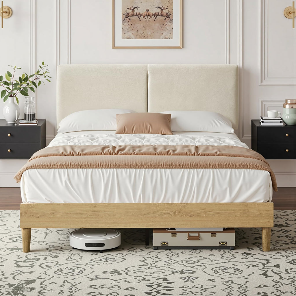 Queen Size Upholstered Platform Bed Frame with Headboard L630