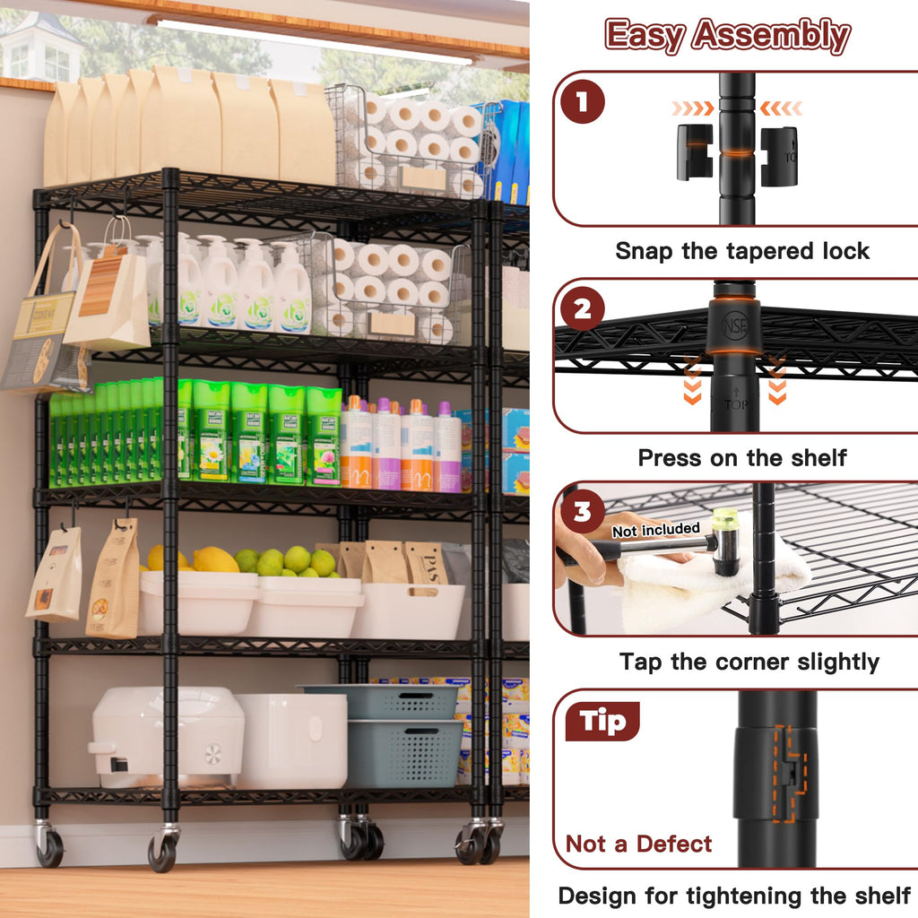 Wire Storage Rack with Wheels Metal Shelving M92237