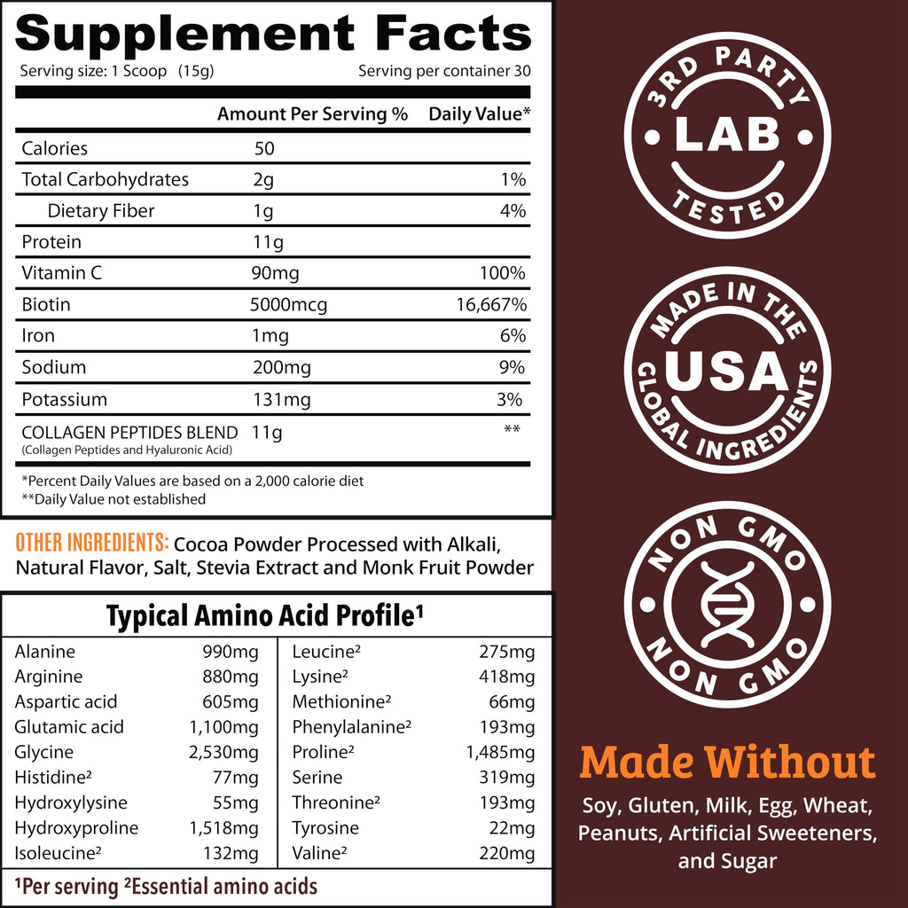 Chocolate Collagen Peptides Powder with Hyaluronic Acid and Vitamin C A56924