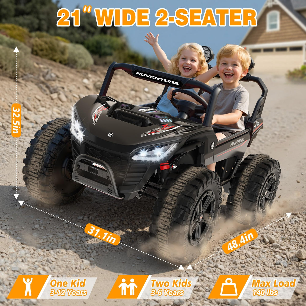 24V Ride on Toy with 4 x 200W Motors, Black G732099