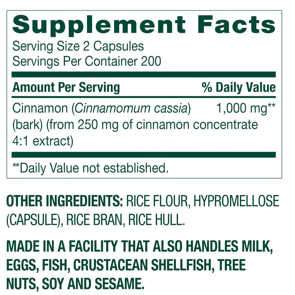 Cinnamon Extract Capsules 400 Count R824