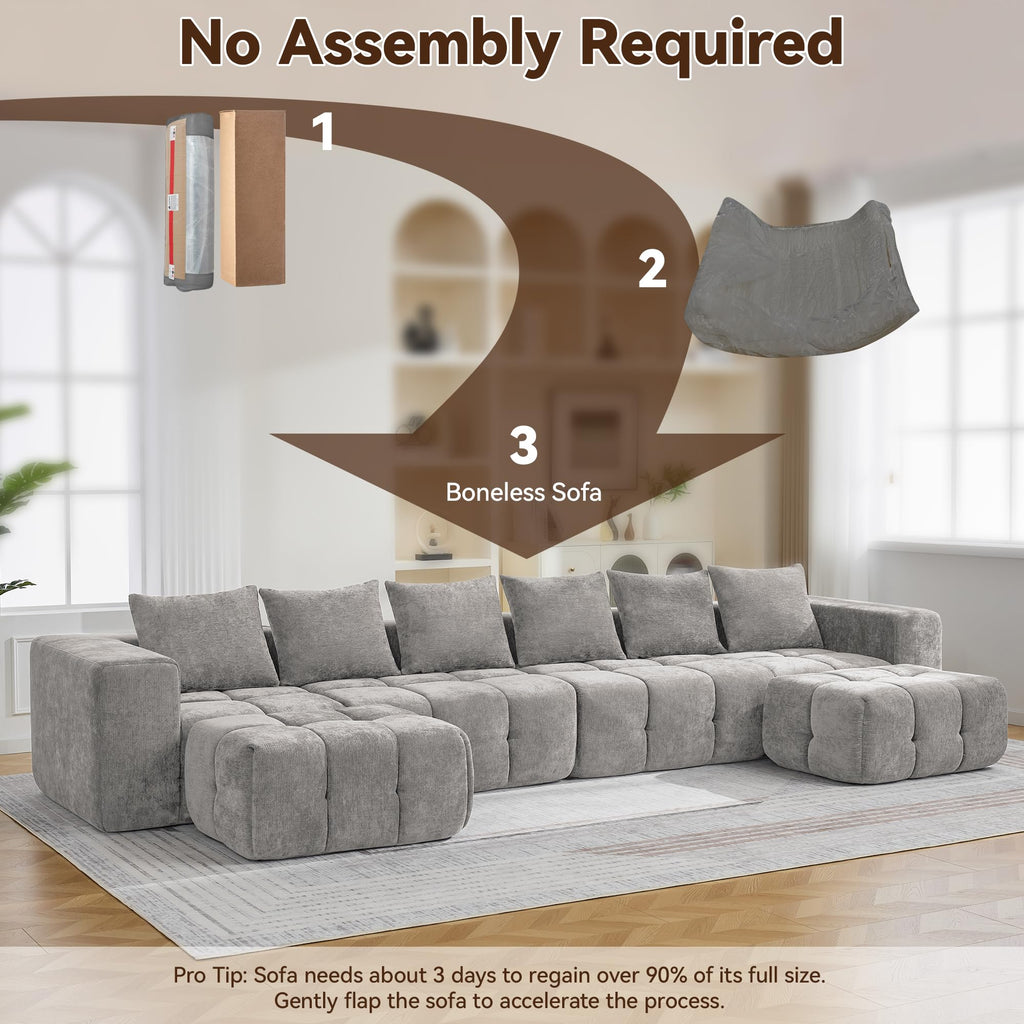 Light Grey Oversized Tufted Memory Foam Loveseat T211