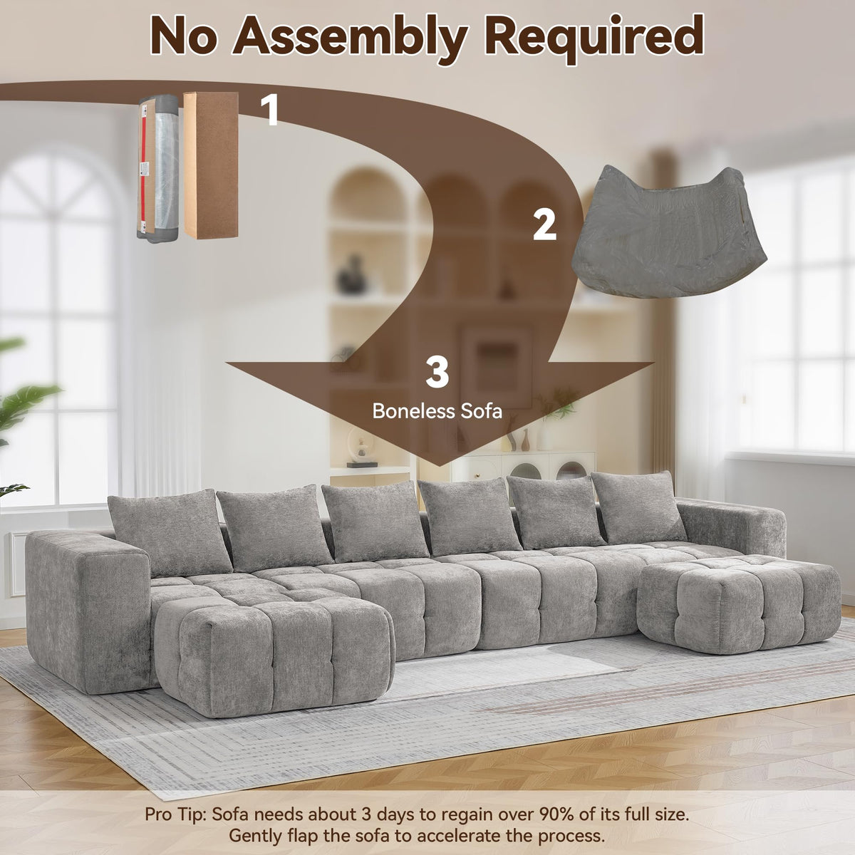 Light Grey Oversized Tufted Memory Foam Loveseat T211