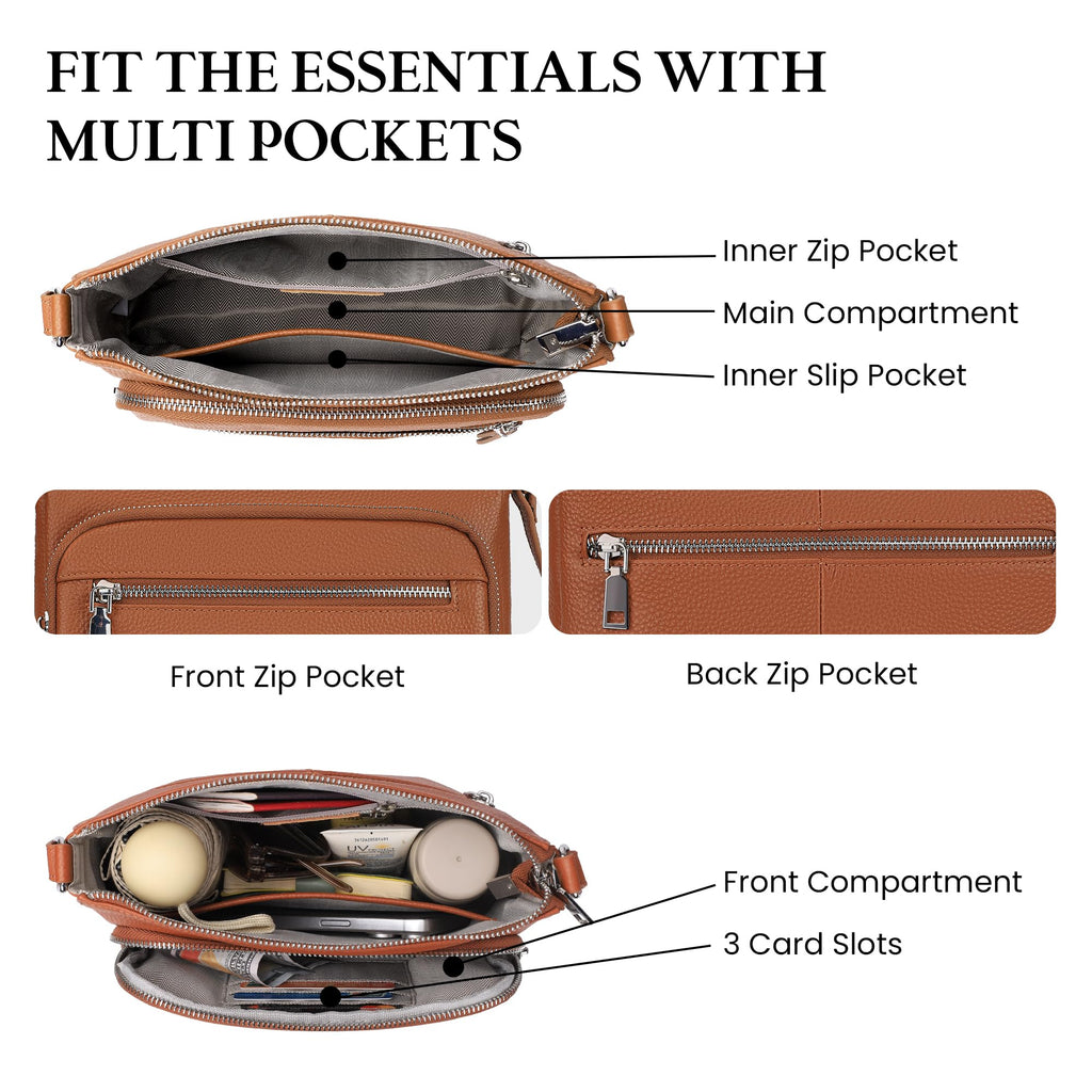 Anti Theft Genuine Leather Crossbody Bag with Wallet N81609