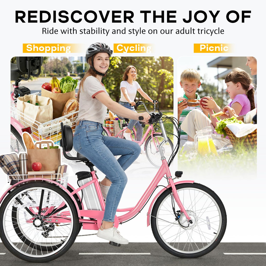 500W 3-Wheel Electric Trike with Removable Battery R2845