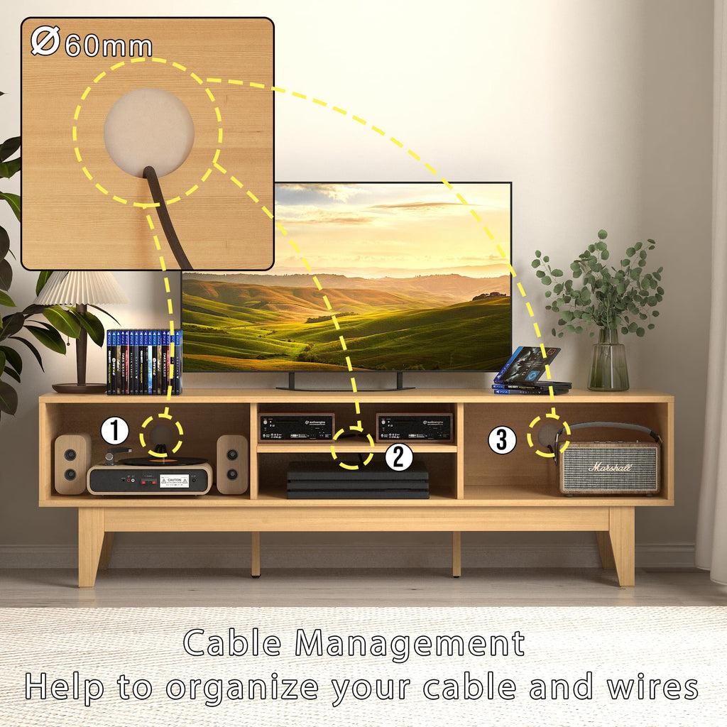 Natural Rattan TV Stand with Sliding Doors Y474