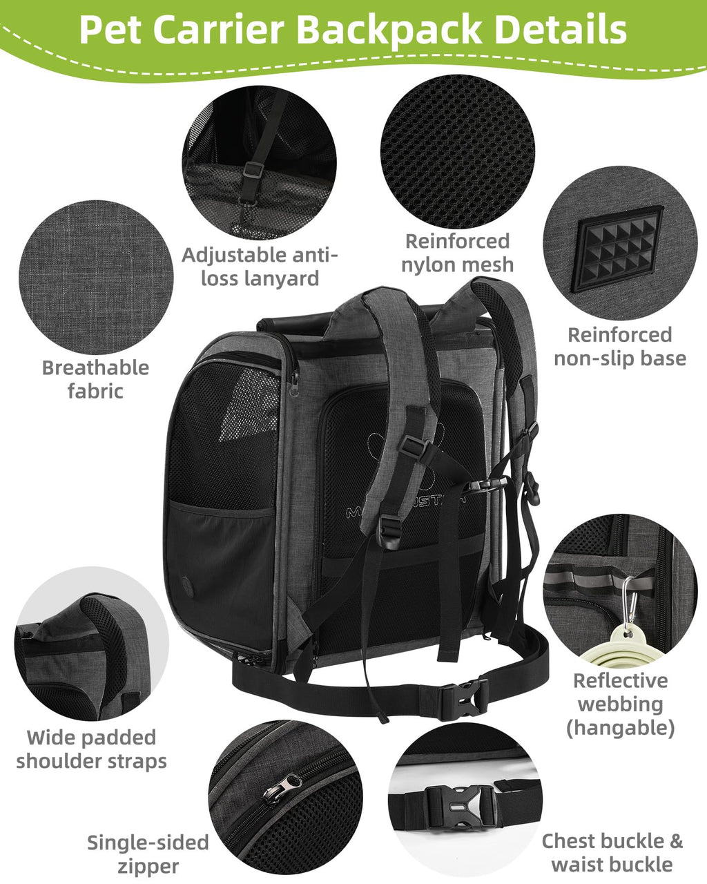 Expandable Breathable Mesh Cat Dog Carrier Backpack X689631