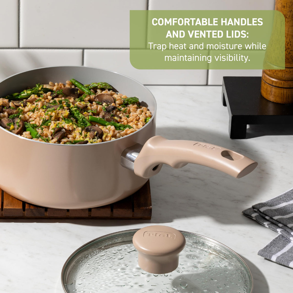 Ceramic Nonstick Pots and Pans Set, 12-Piece, Moon Grey E1917