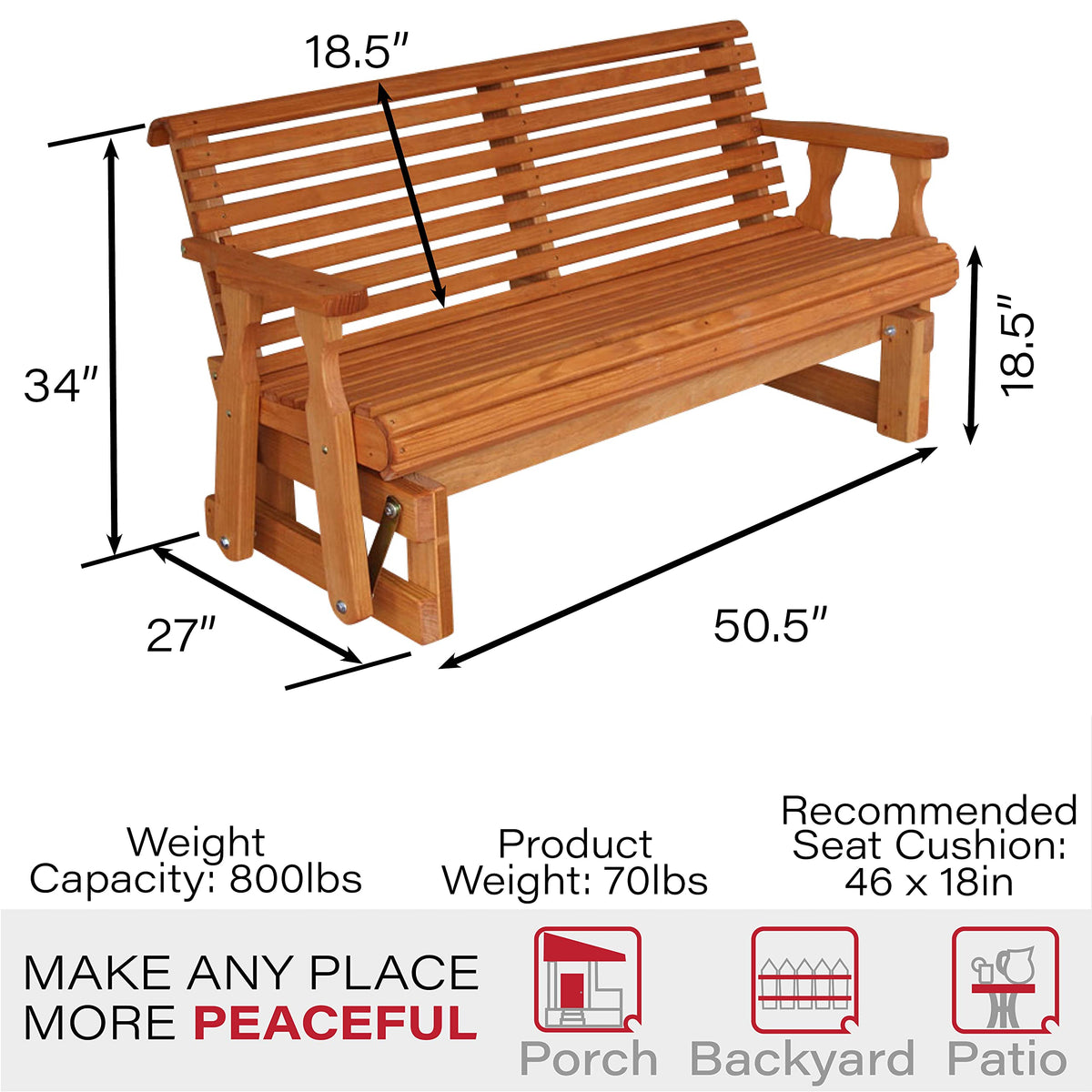 Heavy Duty 800 Lb Porch Glider J9143