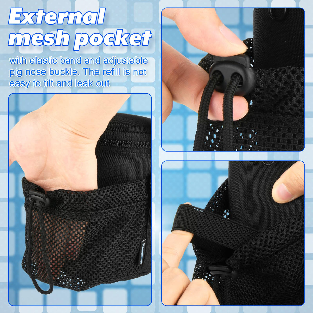 Portable Mosquito Repeller Storage Case with Metal Carabiner and Refill Pocket, Black K9834