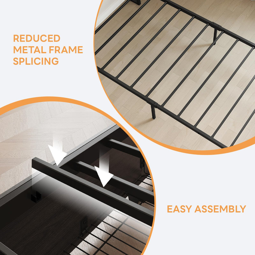 Twin Bed Frame with Storage Drawers and LED Light H3467