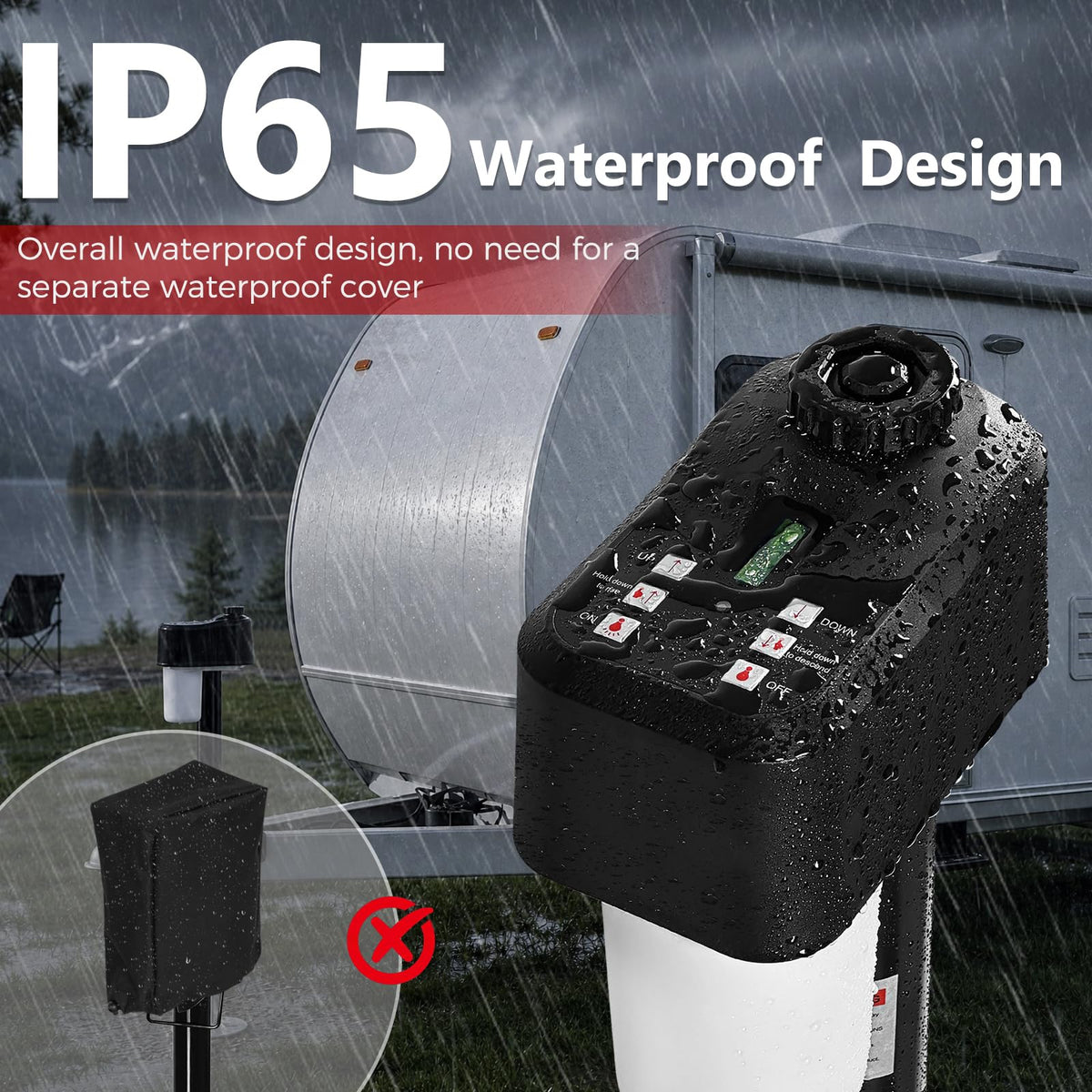 Electric Trailer Jack with 2 Remote Control, IP65 Waterproof G297
