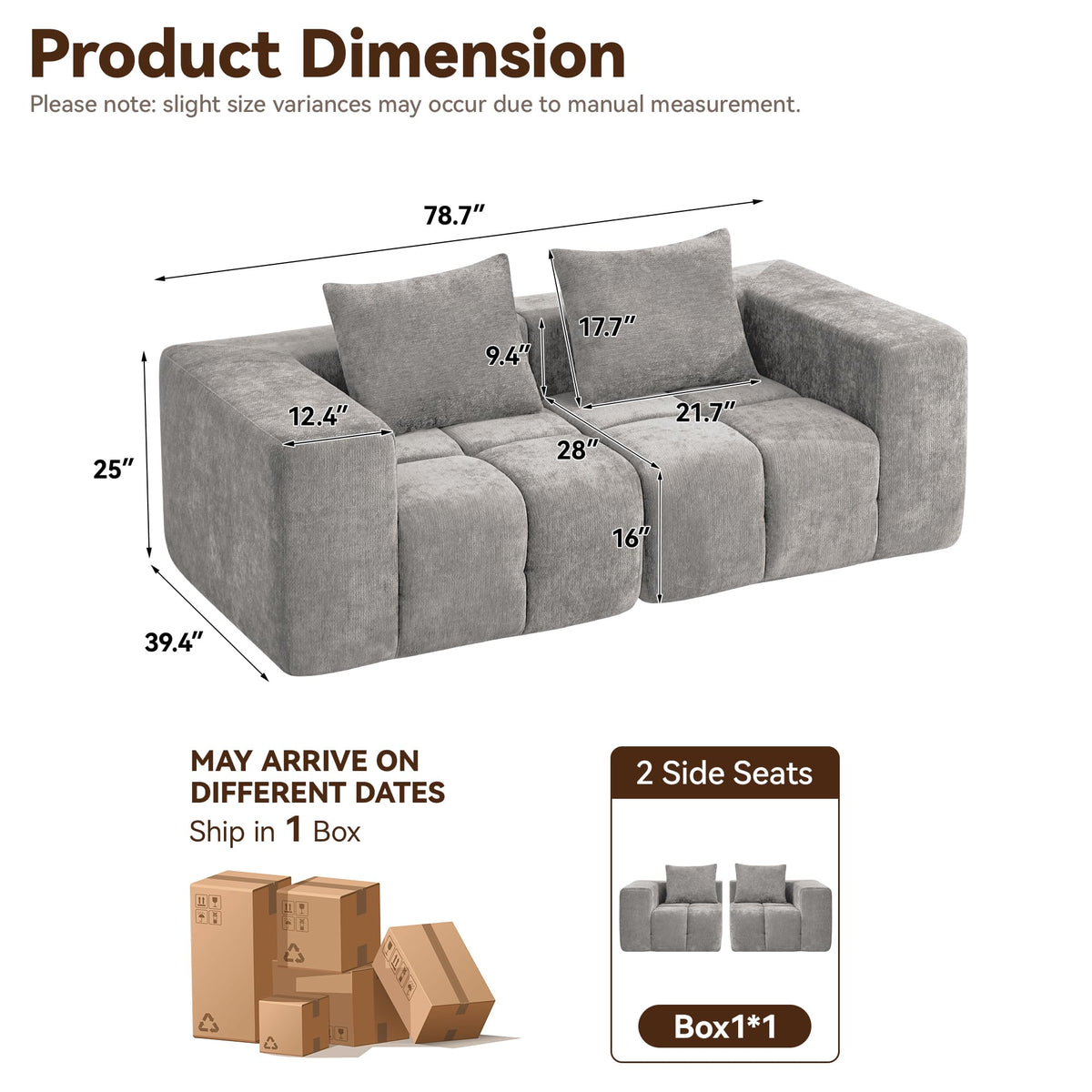 Light Grey Oversized Tufted Memory Foam Loveseat T211