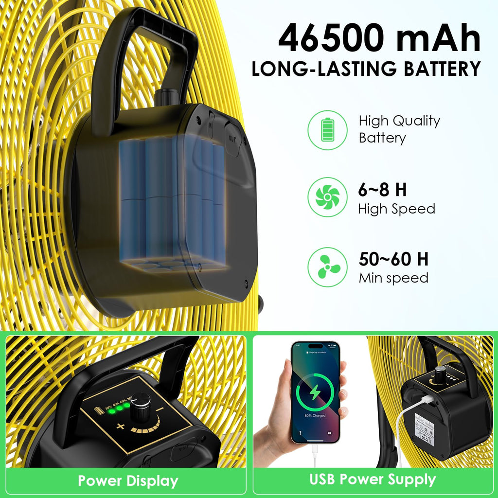 20" Rechargeable Portable Battery Operated Floor Fan S484