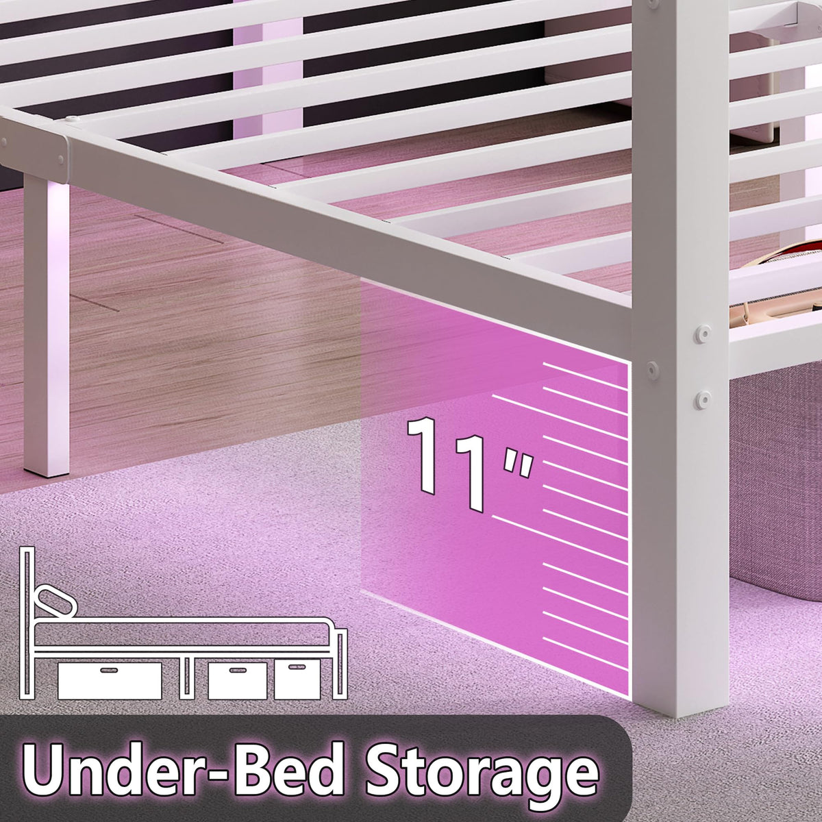 White Full Size Bed Frame with Headboard and Footboard Y4564