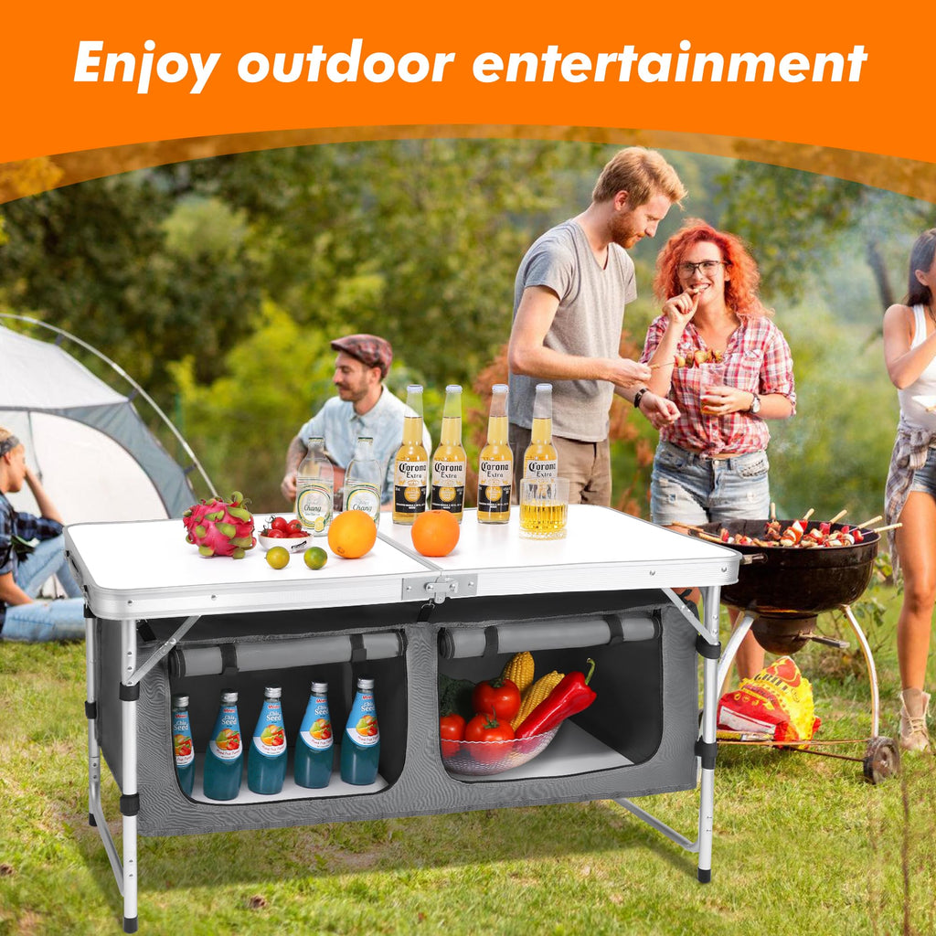 Camping Folding Aluminum Table with Adjustable Legs L52438