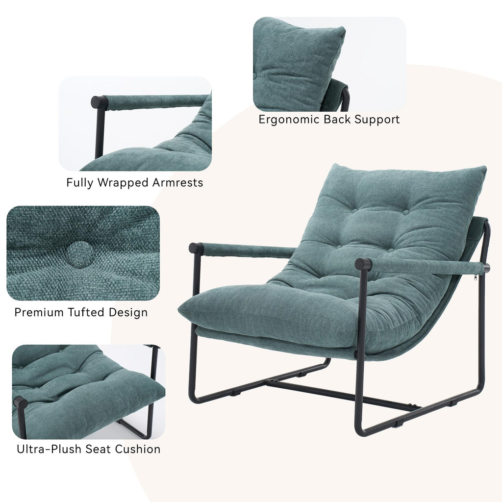 Green Set of 2 Upholstered Accent Chair with Metal Frame V7012