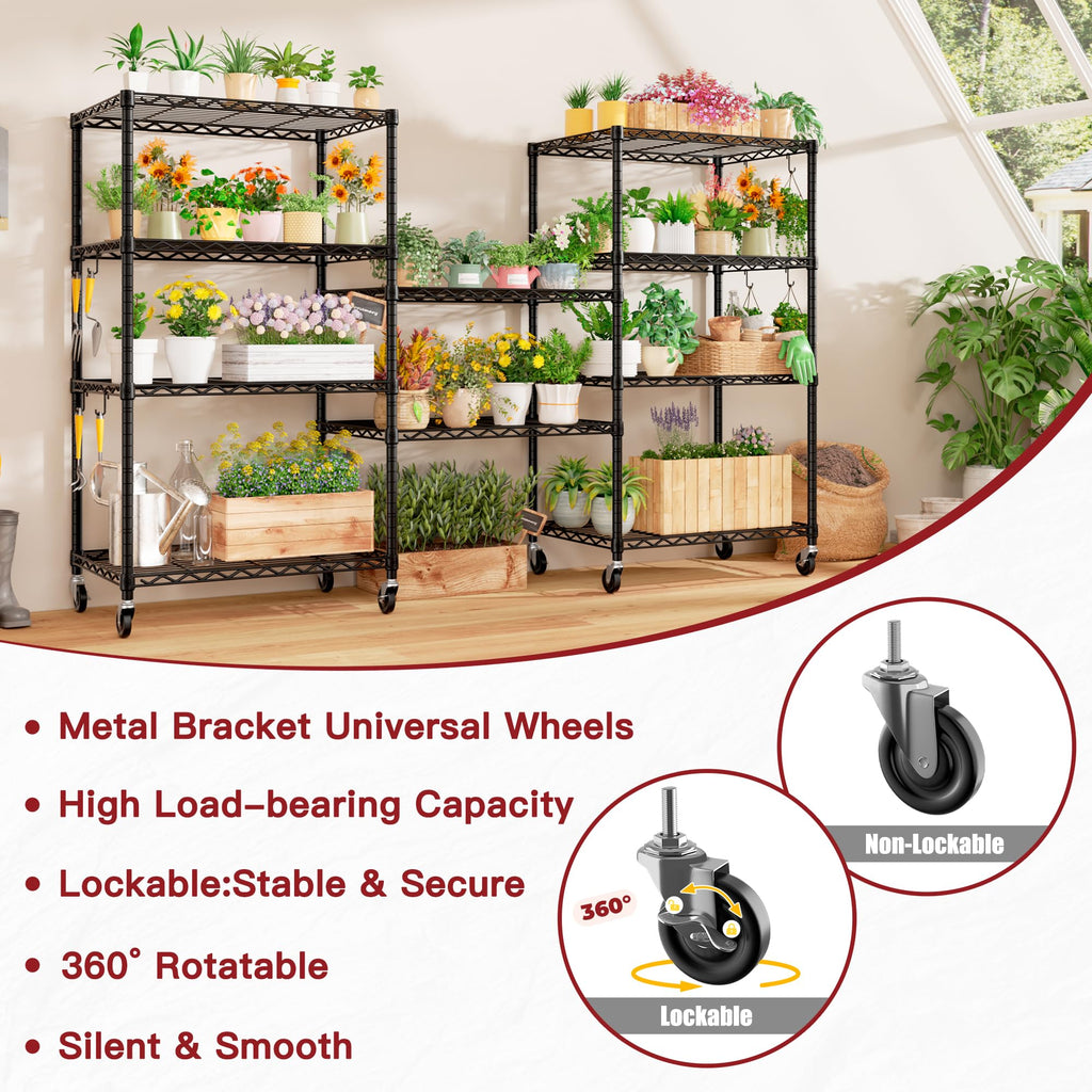 Wire Storage Rack with Wheels Metal Shelving M92237